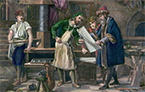 Gutenberg revisant una prova d'impressió